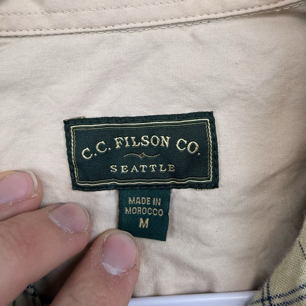 Vintage CC Filson Guide Shirt‎ Men's Medium Yellow Button Plaid Flannel Outdoors - Picture 4 of 8
